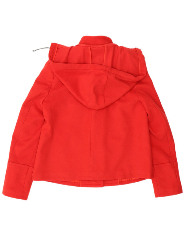 Stefanel Dame Hætte Duffle Jacket IT 48 XL Rød Virgin Wool