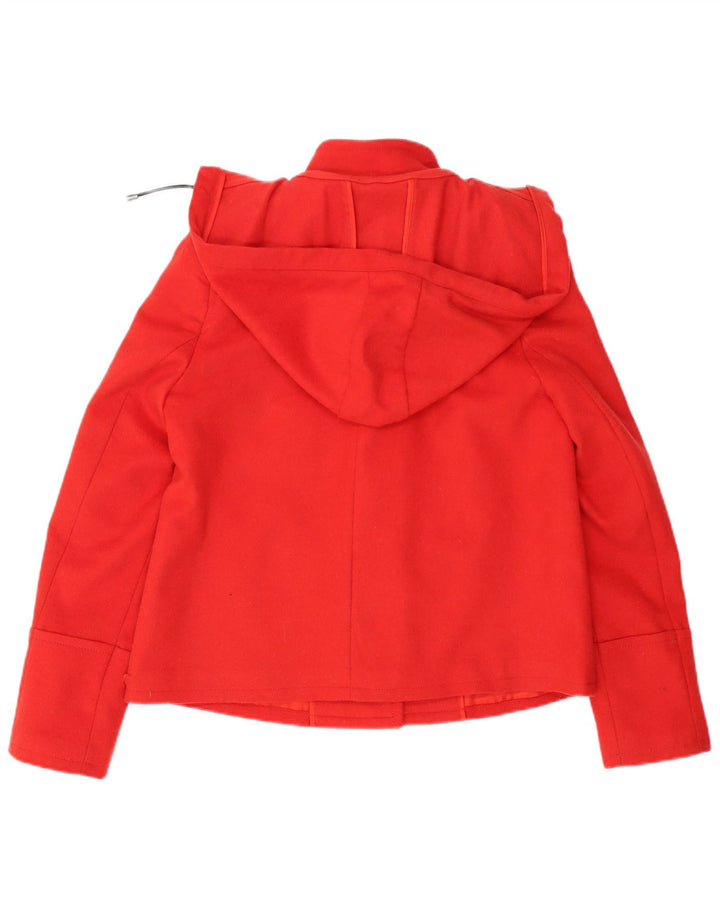 Stefanel Dame Hætte Duffle Jacket IT 48 XL Rød Virgin Wool