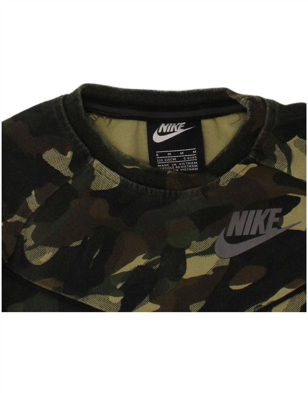 NIKE Graphic Sweatshirt Jumper 5-6 år Medium Green Camouflage