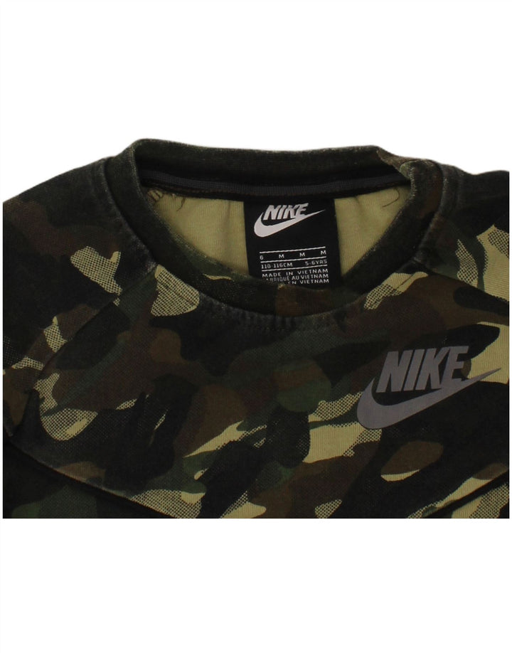 NIKE Graphic Sweatshirt Jumper 5-6 år Medium Green Camouflage