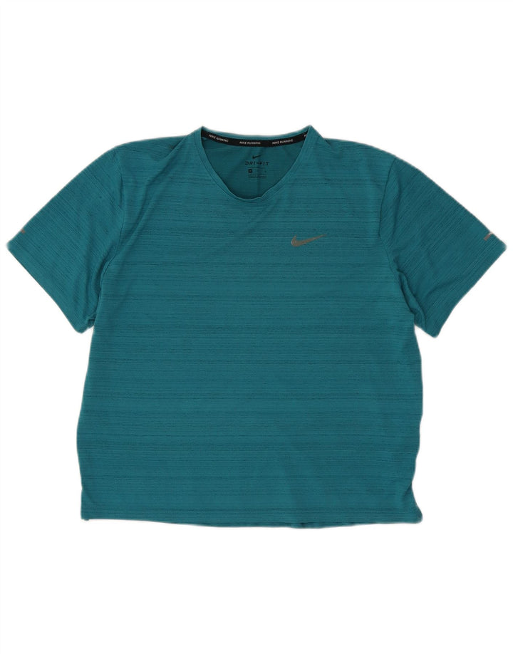 Nike Dame Dri Fit T-Shirt Top UK 14 Medium Turkis Flecked Polyester