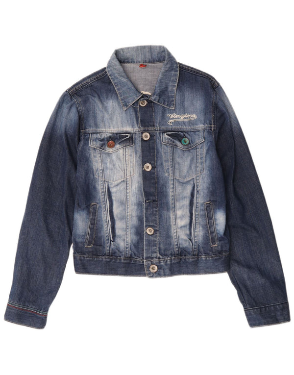 Vingino Dame Acid Wash Graphic Denim Jacket UK 6 XS Blue