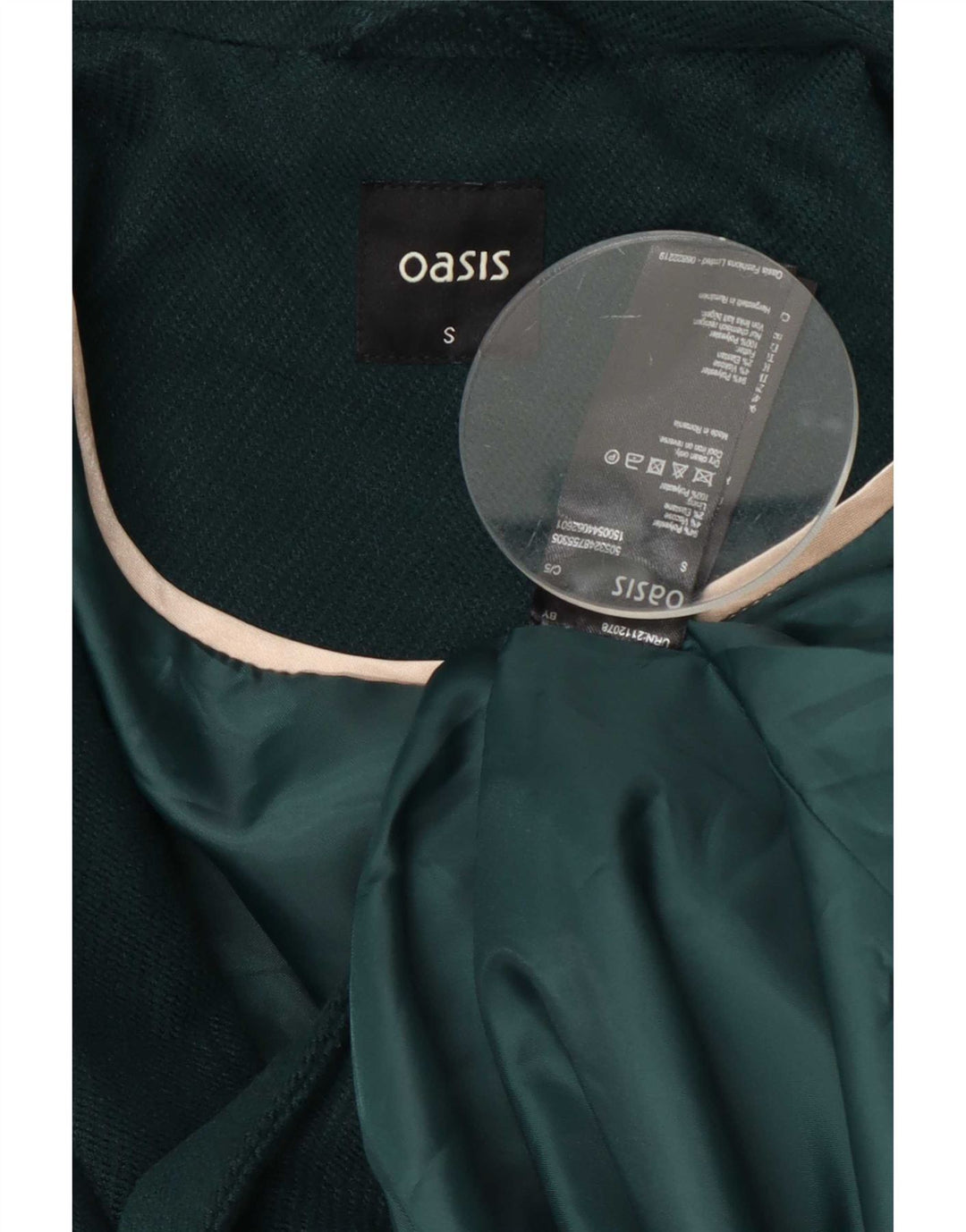 Oasis Dame Dobbeltradet Frakke UK 10 Lille grøn polyester