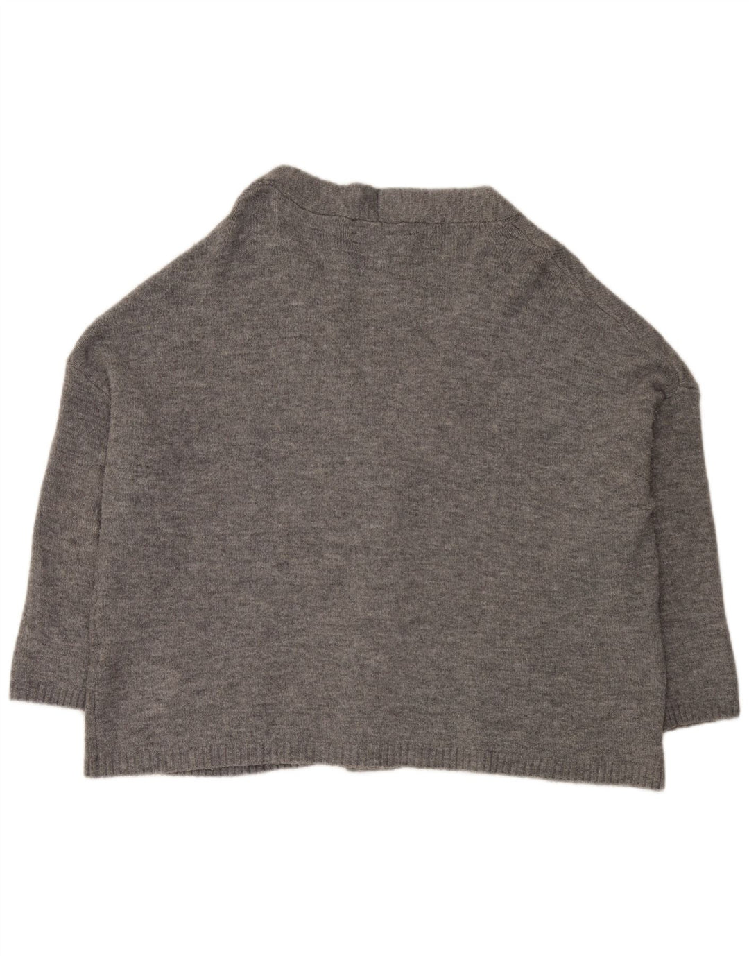 Zara Kvinders Oversized Cardigan Sweater UK 14 Medium Grey Flecked Acryl