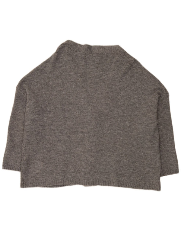 Zara Kvinders Oversized Cardigan Sweater UK 14 Medium Grey Flecked Acryl