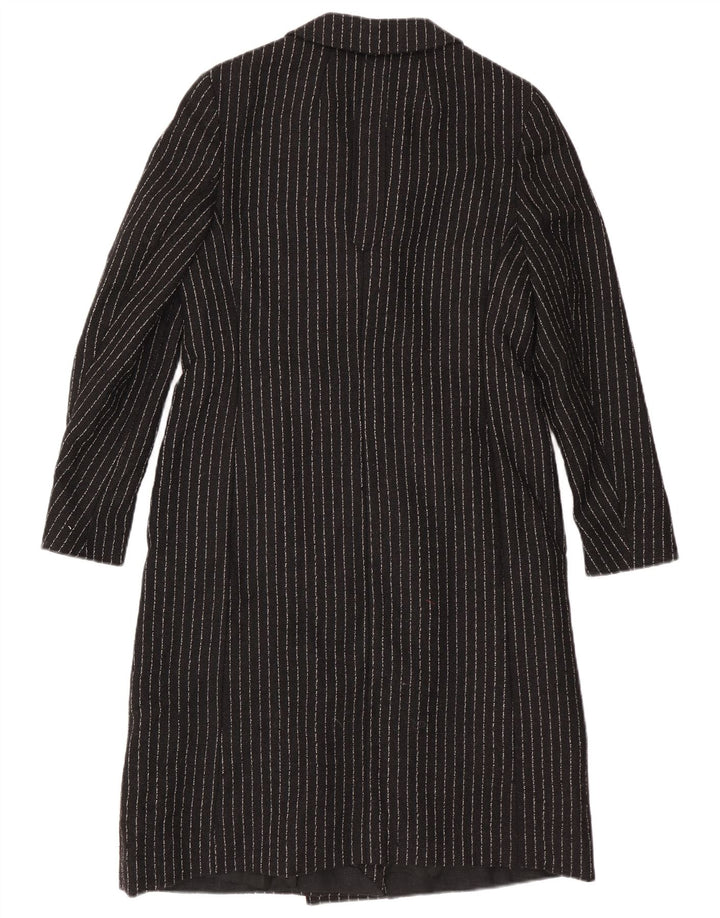 Vintage Dame Dobbeltradet Frakke UK 8 Small Black Pinstripe