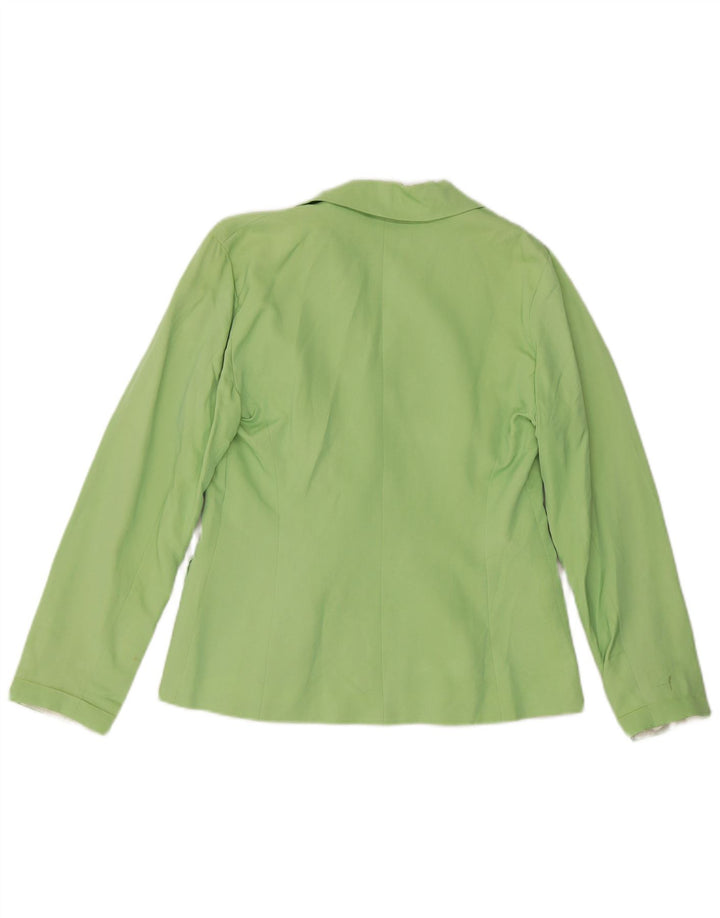SUPERIOR Dame Dobbeltradet Blazer Jakke IT 44 Medium Grøn Silke