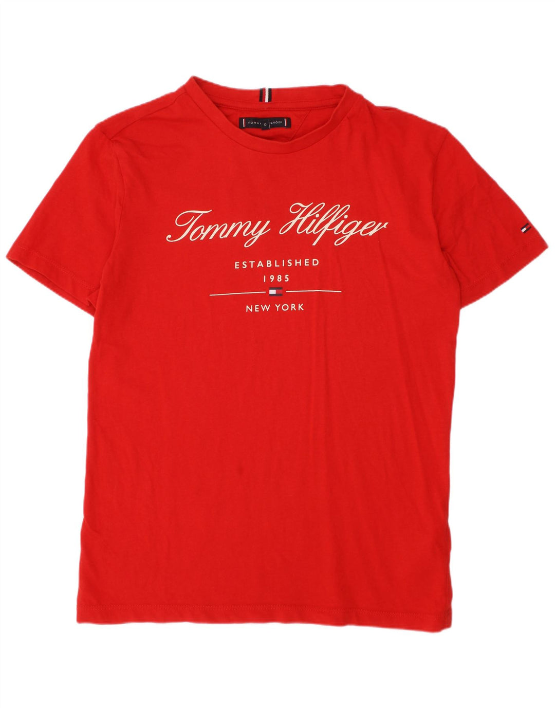 TOMMY HILFIGER Grafisk T-shirt drenge top 11-12 år rød bomuld