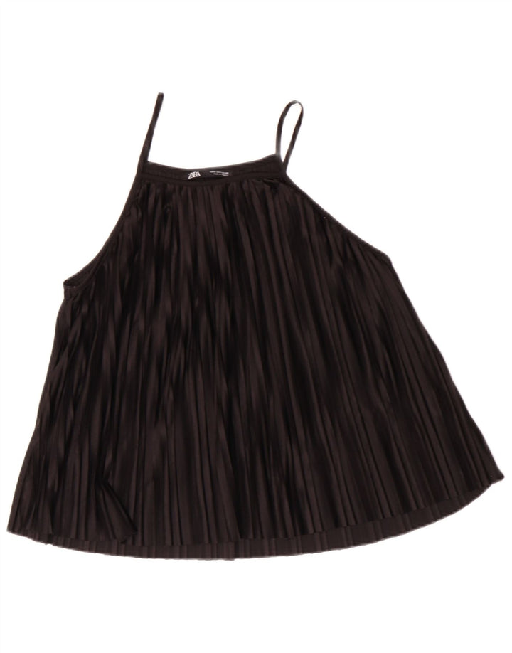 ZARA Womens Cami Top UK 10 Small Black Polyester
