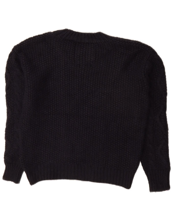 SUPERDRY Womens Oversized Boat Neck Jumper Sweater UK 8 Small Navy Blue