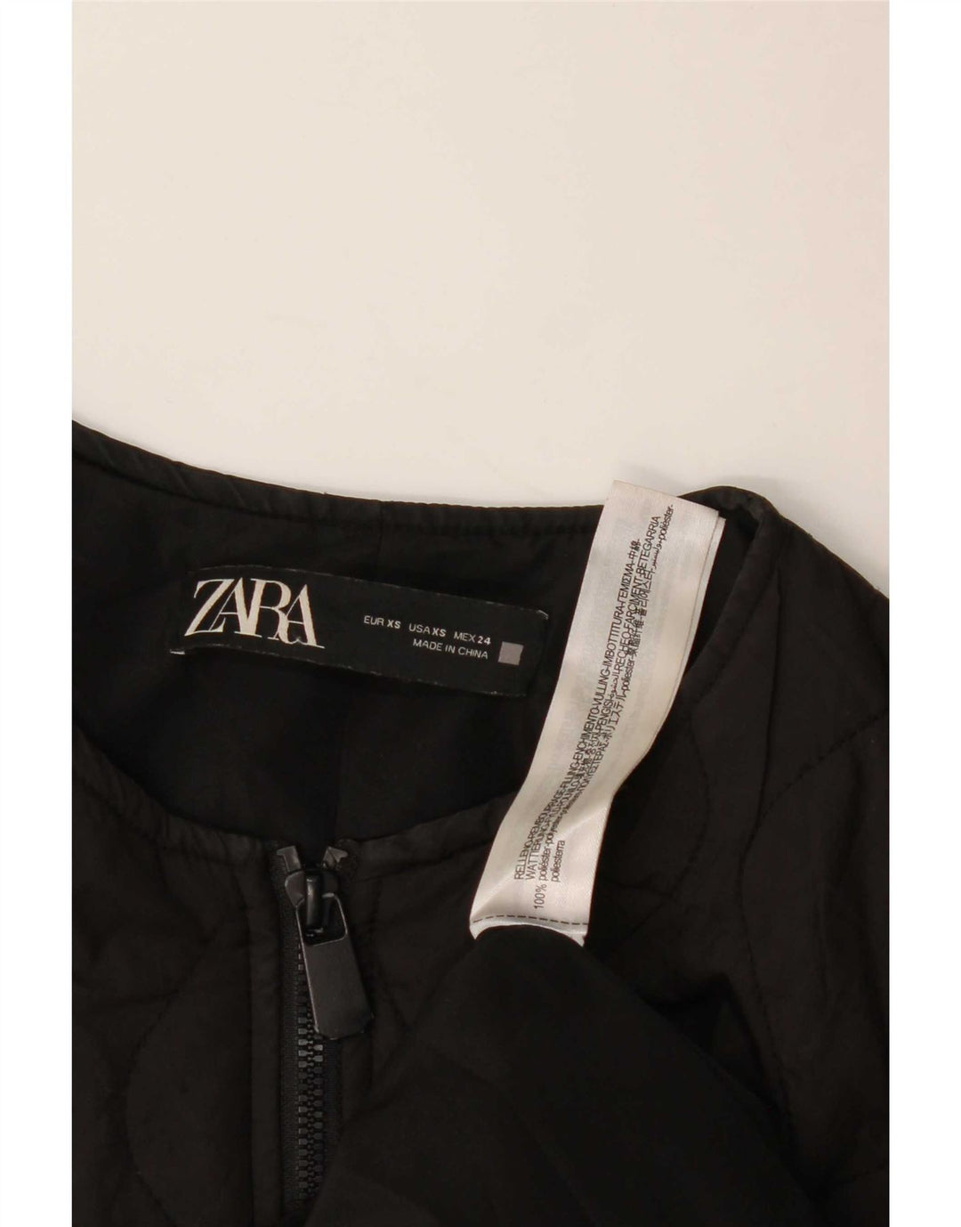 Zara Dame Oversized Polstret Jakke UK 6 XS Sort Polyester