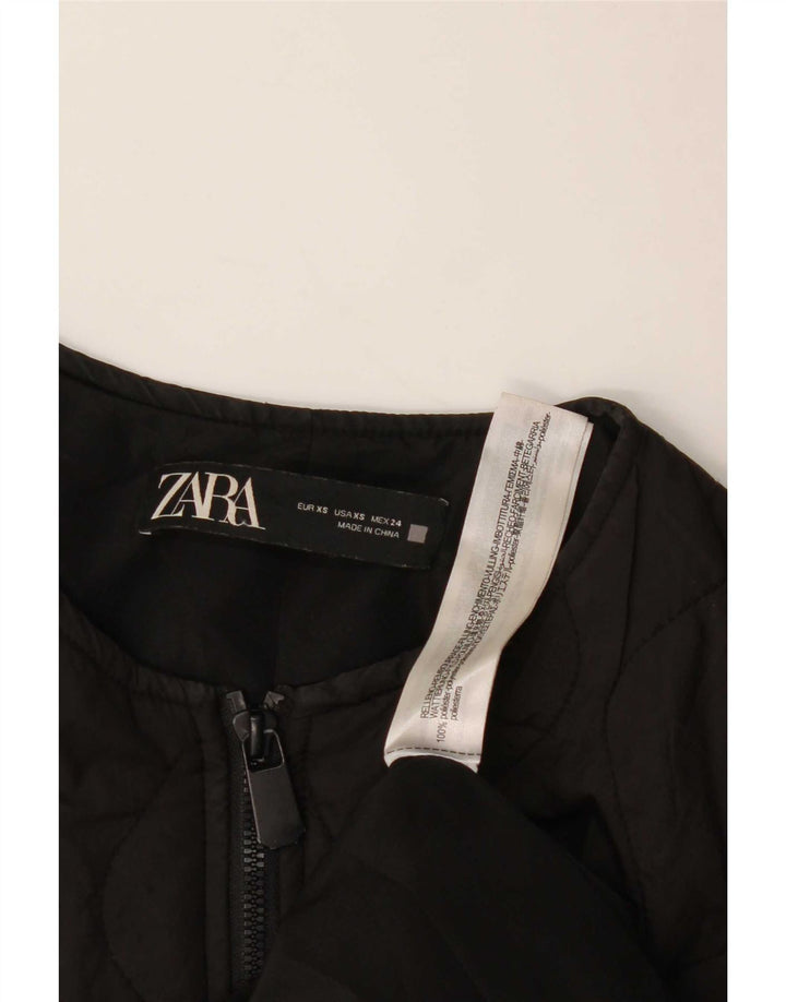 Zara Dame Oversized Polstret Jakke UK 6 XS Sort Polyester