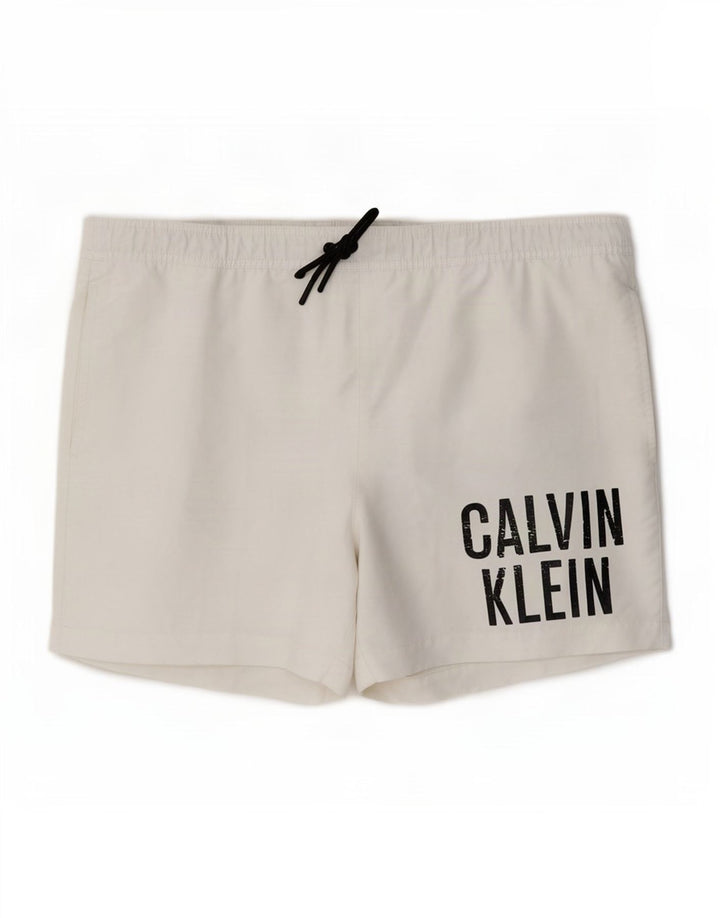 Calvin Klein Herre grafiske svømmeshorts Medium White
