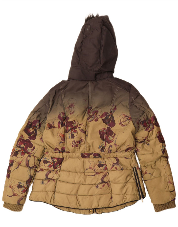 Desigual Dame Oversized grafisk polstret jakke EU 46 XL Flerfarvet