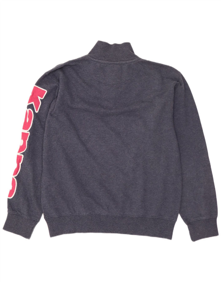 KAPPA Herre grafisk lynlås-sweatshirt Jumper Stor marineblå bomuld