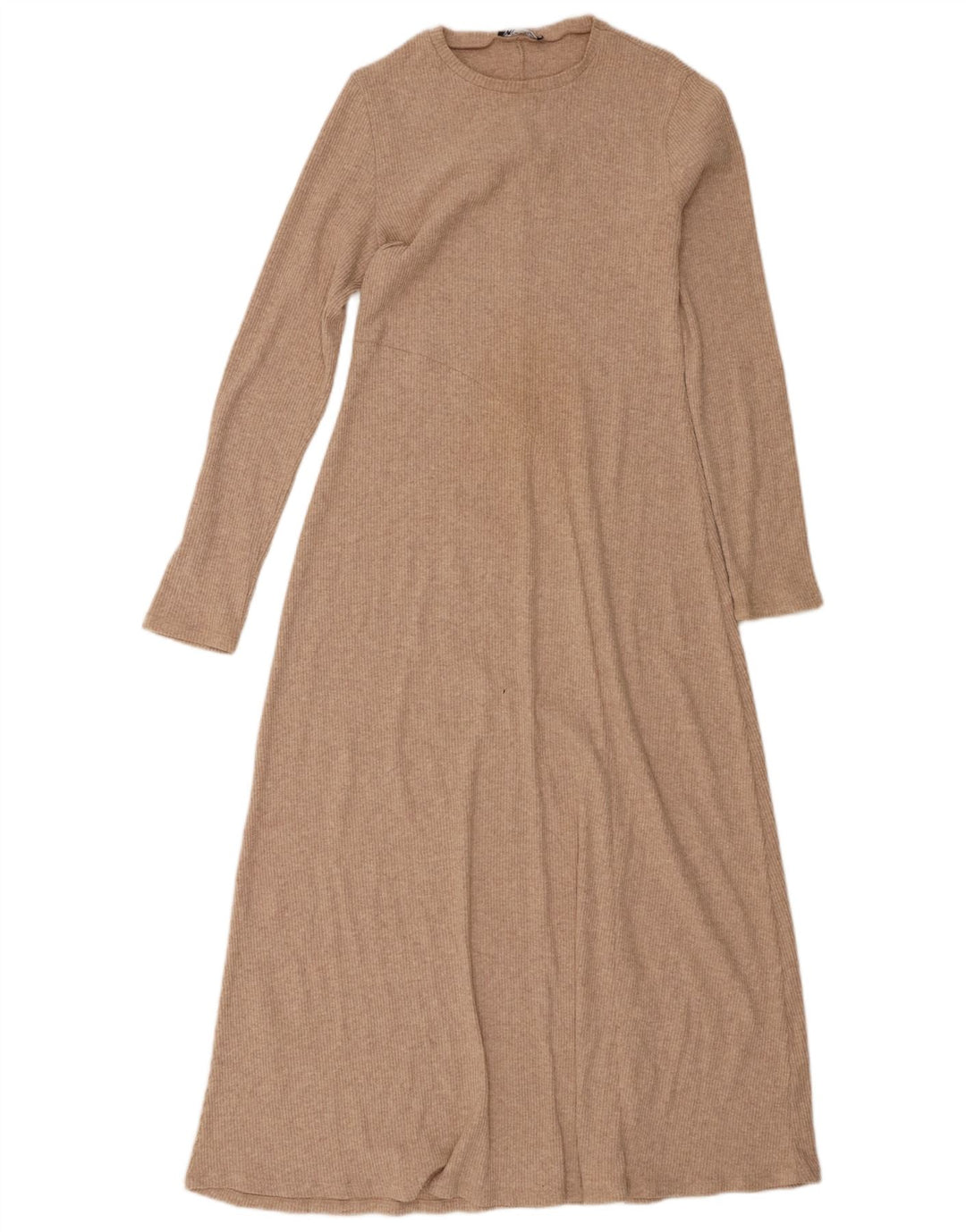 Zara Langærmet Maxikjole til kvinder UK 12 Medium Beige