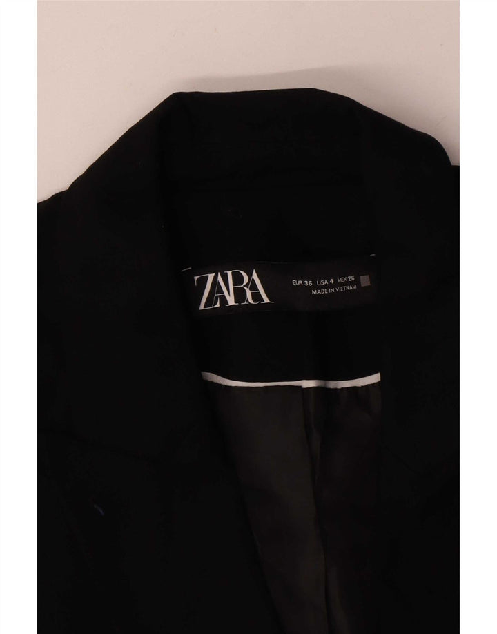 Zara Dame 1 Knap Blazer Jacket UK 36 Small Black Polyester