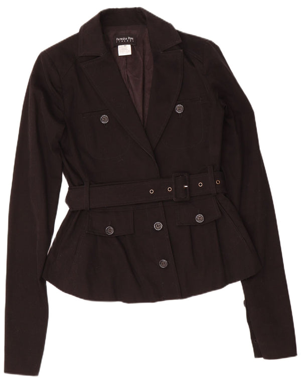 Patrizia Pepe Dame 2 Button Blazer Jacket IT 44 Medium Sort Bomuld