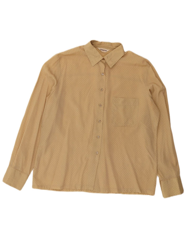 Vintage dameskjorte bluse IT 50 XL Beige geometrisk acetat