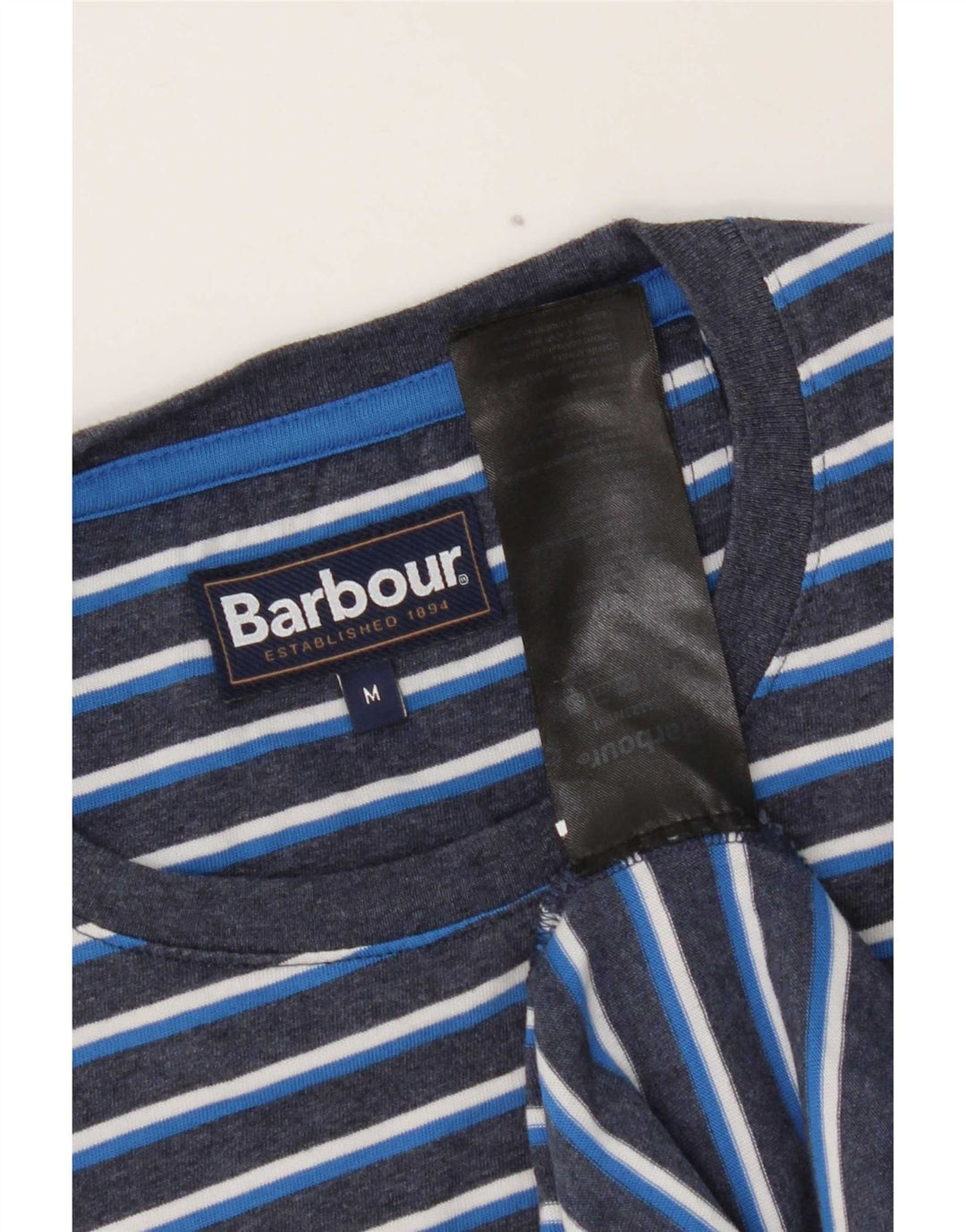 Barbour herre T-shirt top mellem marineblå stribet bomuld