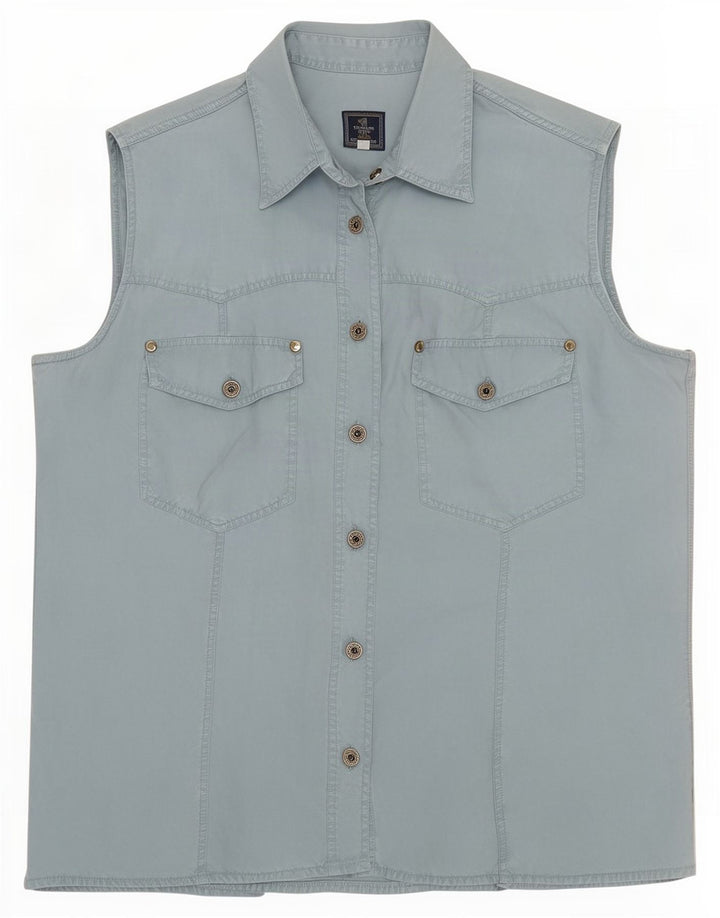 Trussardi ærmeløs skjorte til kvinder UK 14 Medium Blue