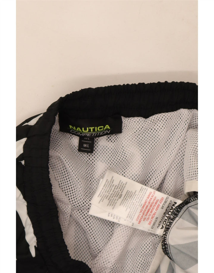 Nautica Badeshorts til mænd store sorte geometriske polyester