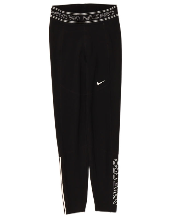 NIKE Dri Fit grafiske leggings til kvinder UK 4 XS sort polyester