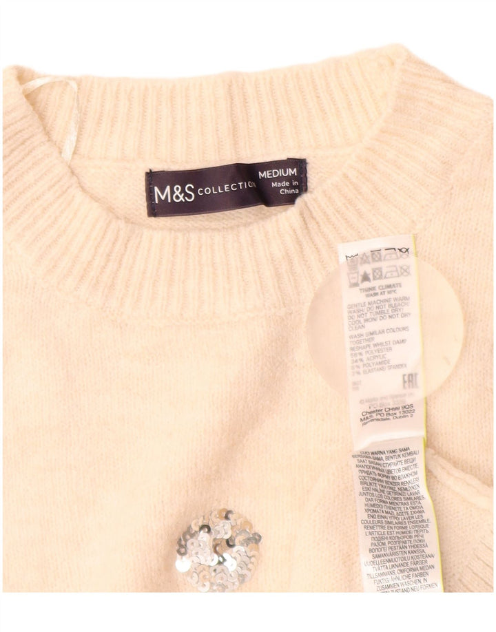 MARKS & SPENCER Dame sweater med rund hals DK 14 Medium Off White