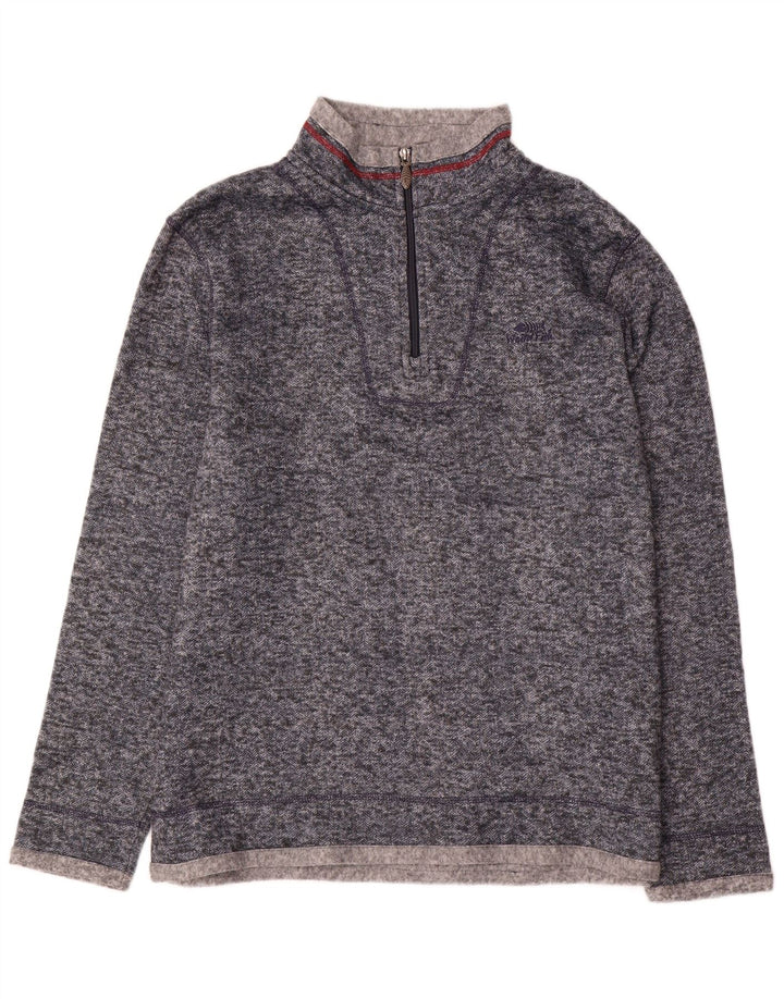 Weird Fish Herre Zip Neck Sweatshirt Jumper XL Navy Blue Flecked Polyester