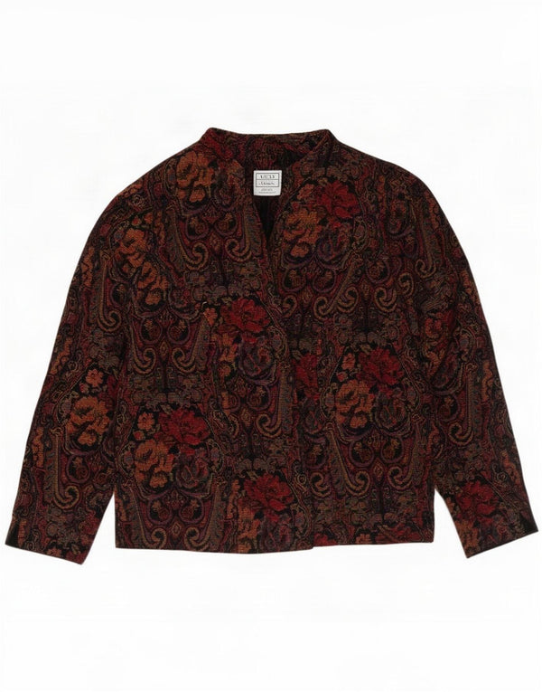 Jessica Howard Womens Open Blazer Jacket UK 14 Medium Black Paisley Rayon