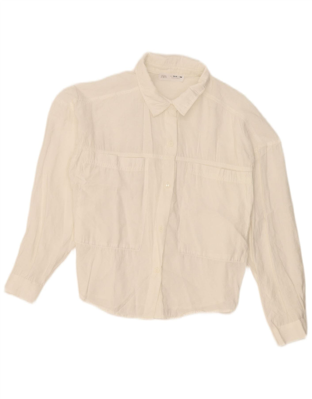 Zara Pigeskjortebluse 13-14 År Hvid Modal