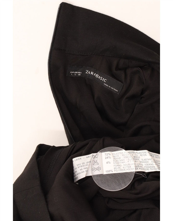 Zara Dame Sleeveless Sheath Dress UK 14 Large Black Polyester