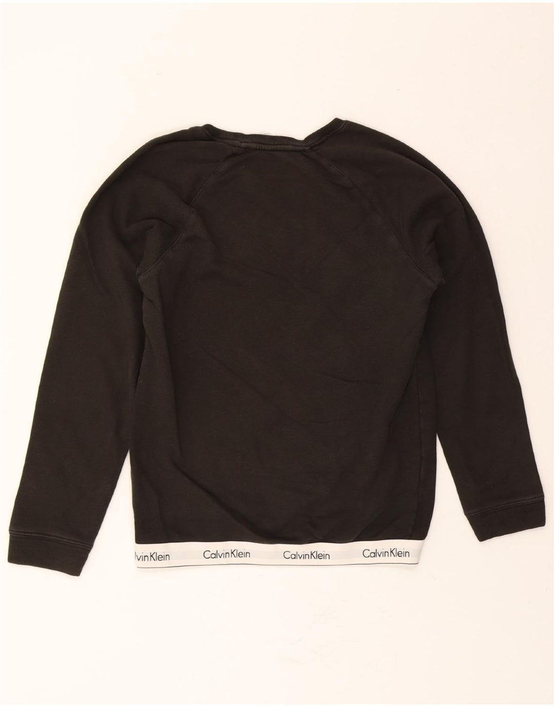 CALVIN KLEIN Mens Graphic Sweatshirt Jumper Small Black Nylon Vintage Calvin Klein and Second-Hand Calvin Klein from Messina Hembry 