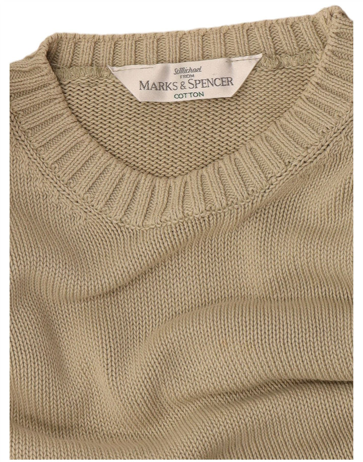 Marks & Spencer Herre sweater med rund hals, stor beige bomuld
