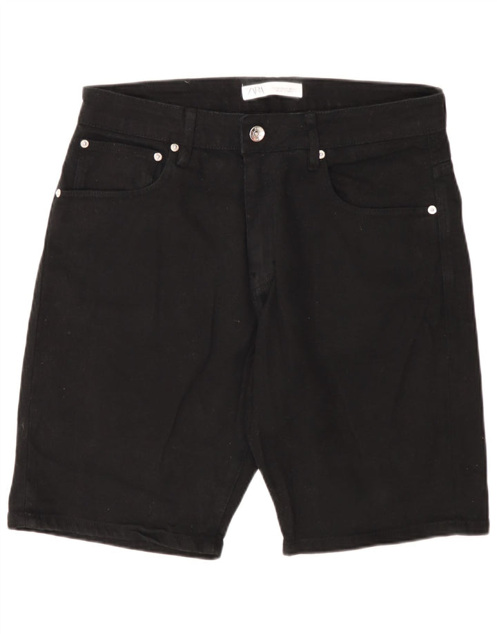 Zara Herre Denim Shorts EU 42 Large W32 Sort Bomuld