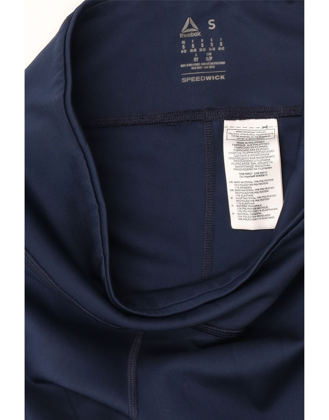 REEBOK Womens Leggings UK 8/10 Small Navy Blue Polyester