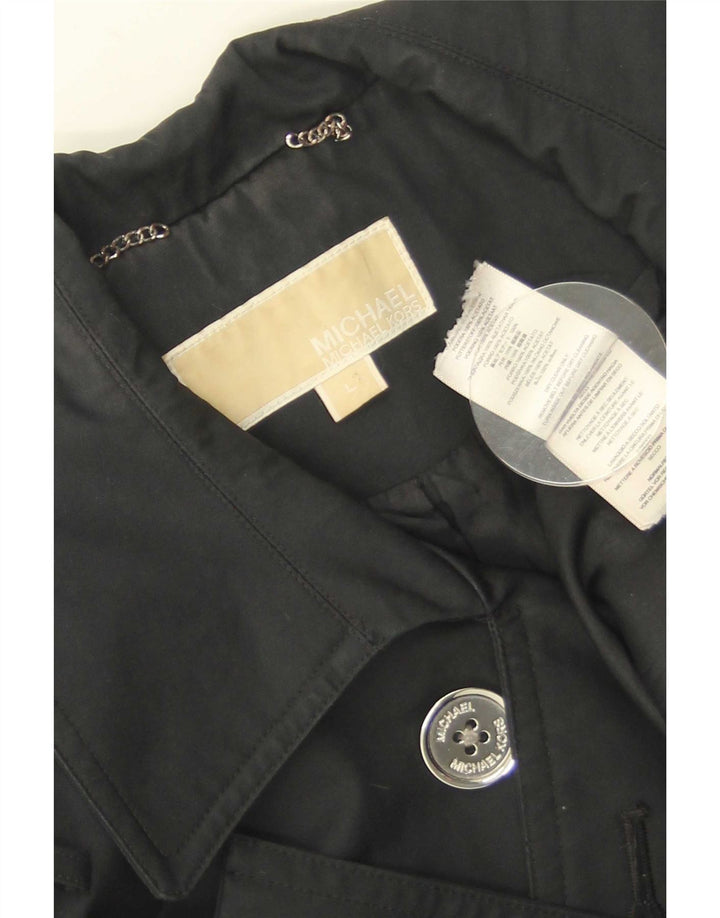 Michael Kors Dame Kort Dobbeltradet Trench Coat UK 16 Large Black