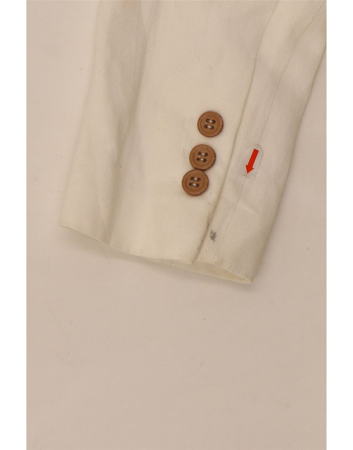 Zara Dame 1 Knap Blazer Jacket UK 16 Large White Viscose