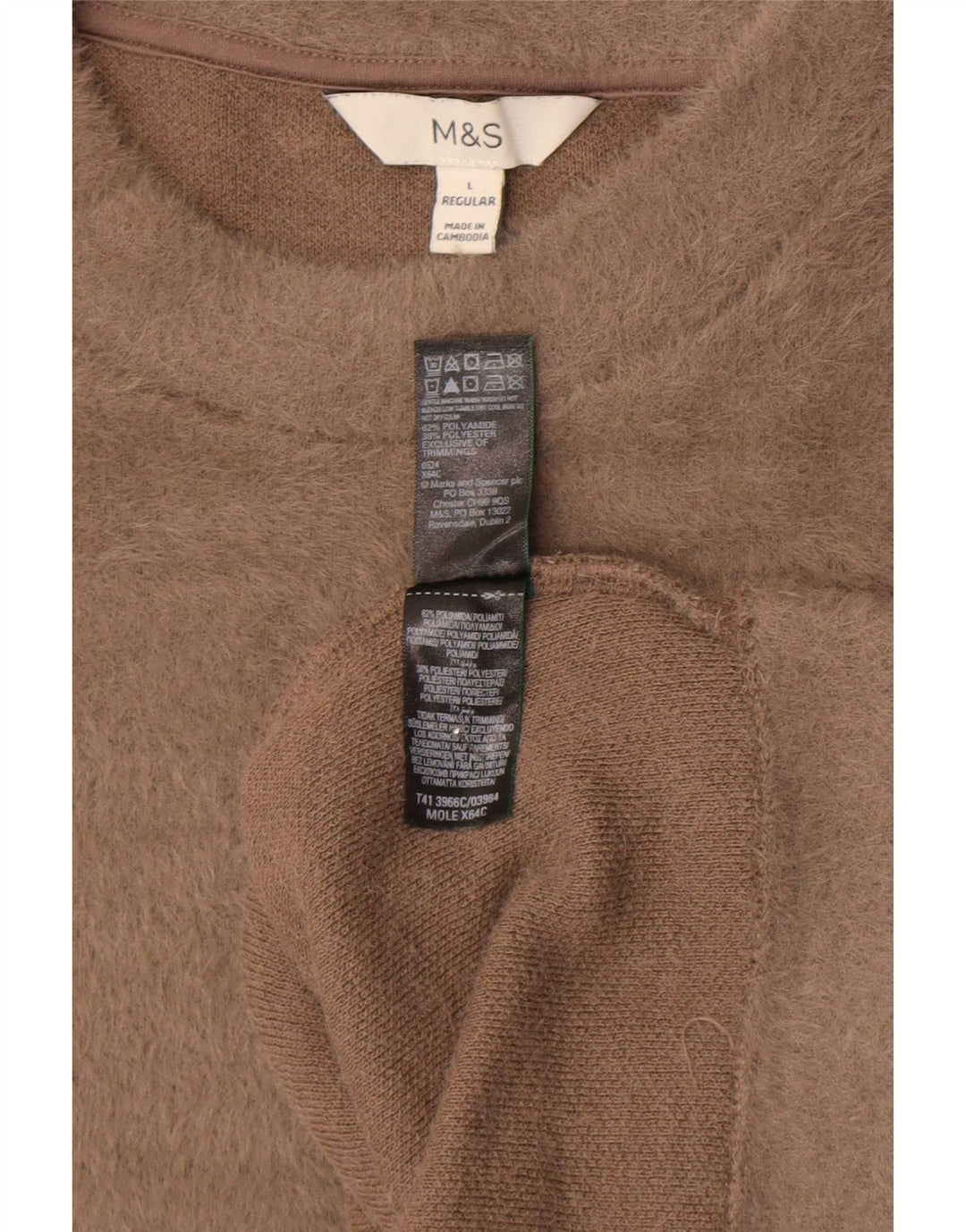 Marks & Spencer Dame Oversized Crew Neck Jumper Sweater UK 16 Large Beige