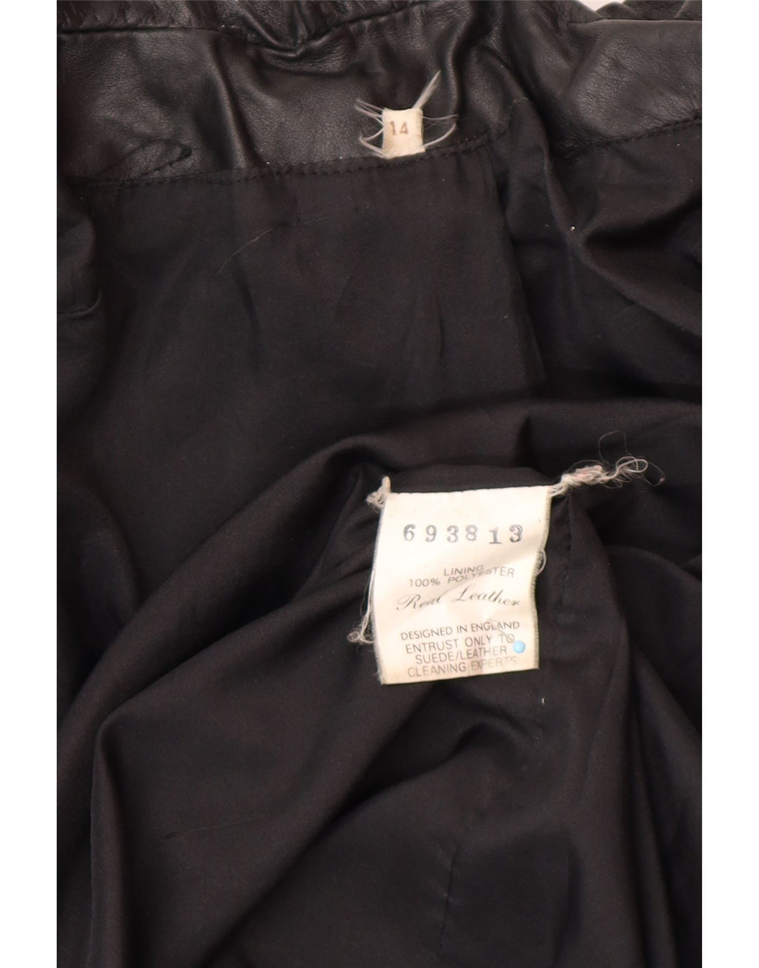 VINTAGE Oversized læderfrakke til kvinder UK 14 Medium sort læder