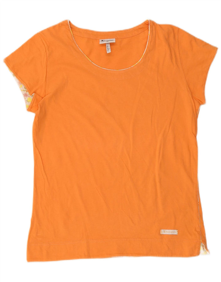 Champion Dame T-Shirt Top UK 12 Medium Orange Bomuld
