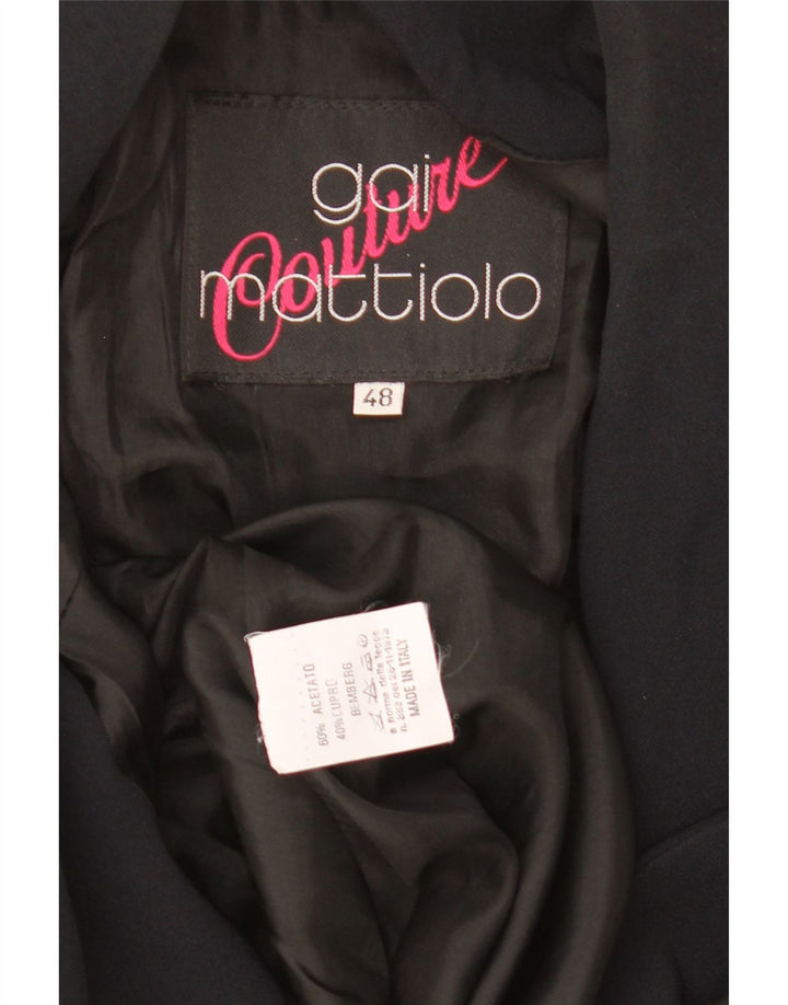 Gai Mattiolo Dame 1 Knap Blazer Jakke IT 48 XL Sort Blomster