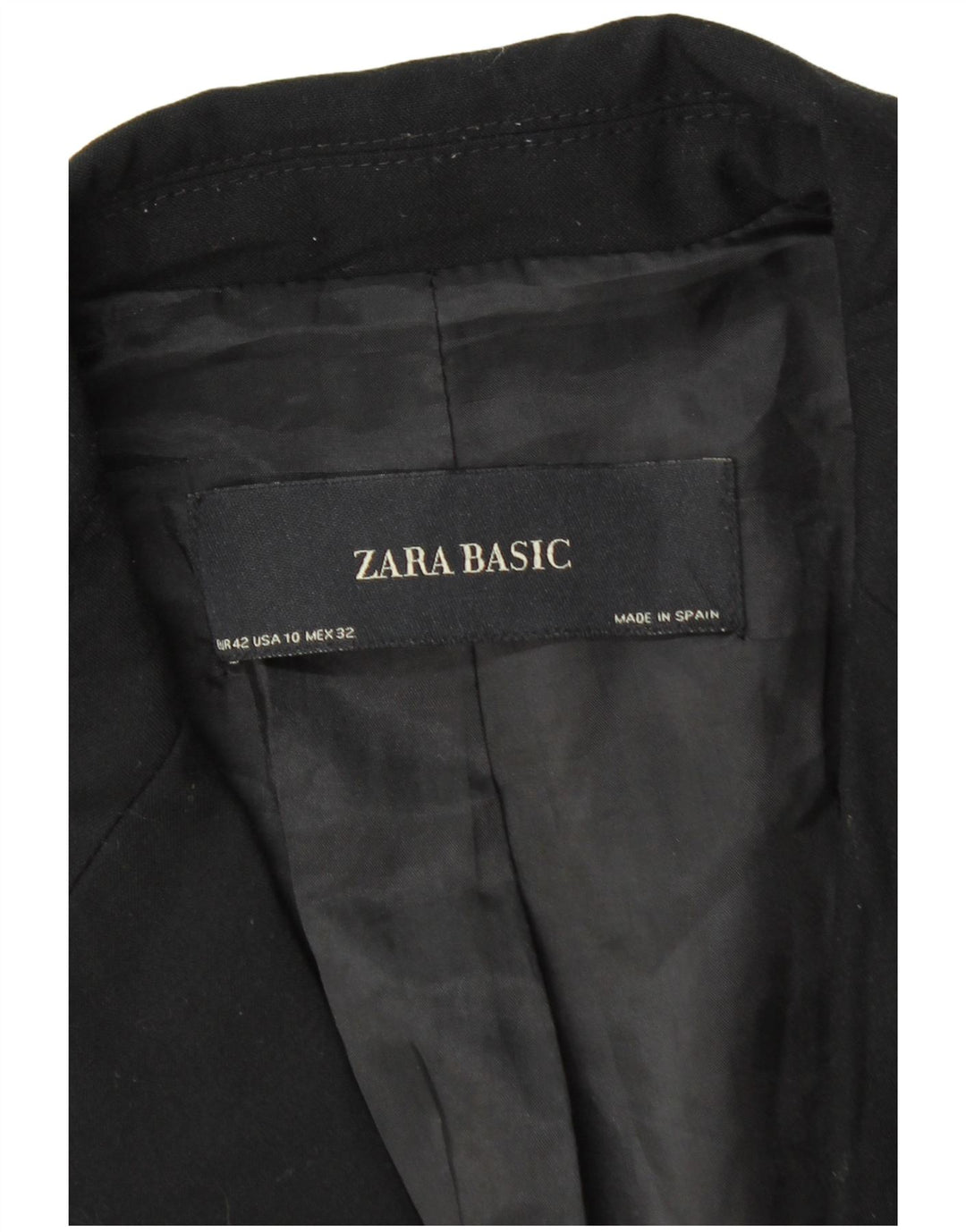 Zara Dame 1 Knap Blazer Jakke EU 42 Stor Sort Polyester