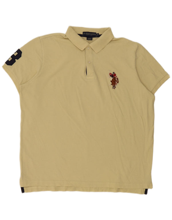 US Polo Assn Herre grafisk poloshirt XL gul bomuld