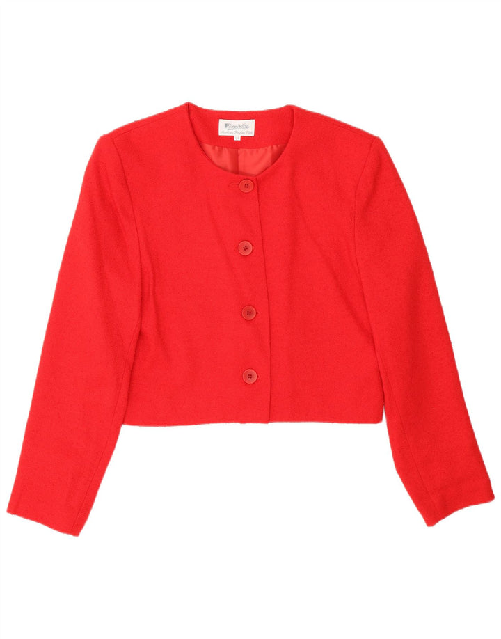 Pimkie Womens Crop 4-knaps blazerjakke EU 36 Lille rød viskose