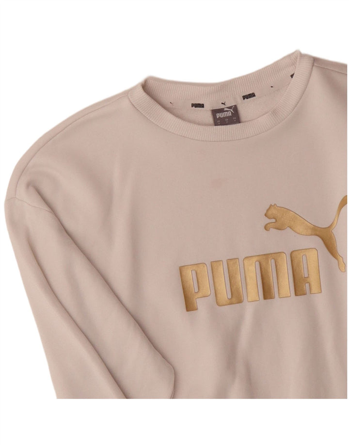 PUMA grafisk sweatshirt til mænd, lille råhvid bomuld