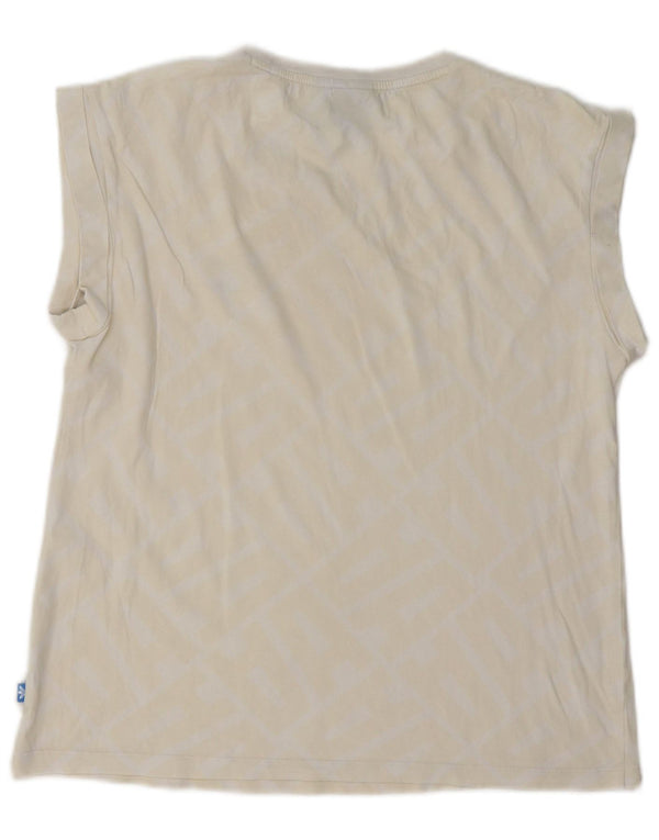 Adidas Dame Grafisk T-Shirt Top UK 10 Small Off White