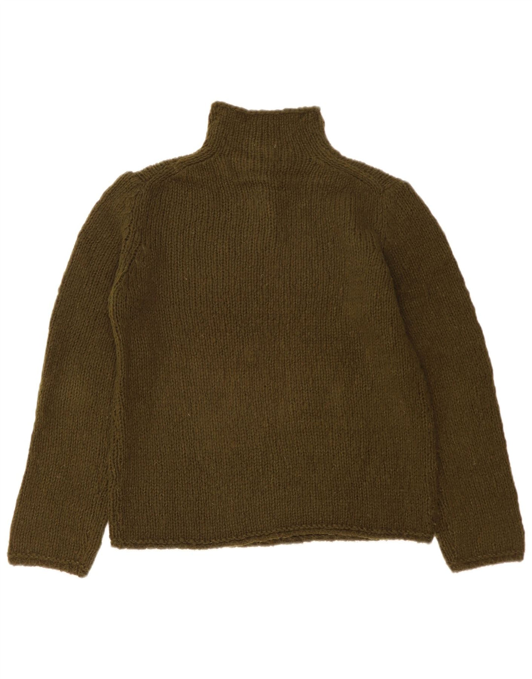 Henry Cottons Dame Button Neck Jumper Sweater IT 46 Stor Khaki Wool