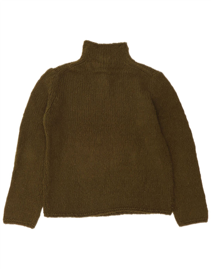 Henry Cottons Dame Button Neck Jumper Sweater IT 46 Stor Khaki Wool