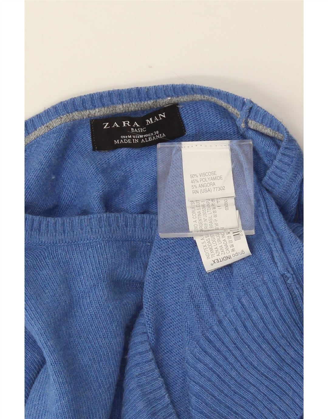 ZARA sweater med rund hals til mænd mellemblå viskose